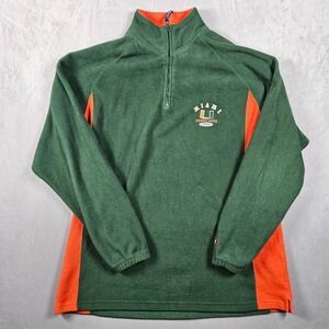 Vintage Miami Hurricanes Sweatshirt Mens Green XL Fleece‎ 1/4 Zip Pro Player Y2K
